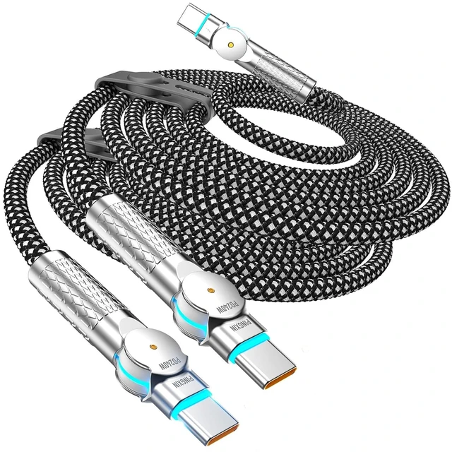 Alt view image 8 of 14 - USB C to USB C Cable10ft 240W 2-Pack Braided 180Rotating Type C Charging CableFast Charge for iPhone 16/16Pro/16Plus/16ProMax MacBook Air iPad Pro Pixel Galaxy S23/S24 Ultra-Black
