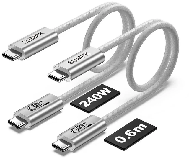 Alt view image 5 of 8 - 2FT USB 4 Cable 240W Short C Cable Fast Charging 40Gbps High Speed Data Transfer 8K 60Hz Single and Dual 4K 60Hz Video Output Compatible with for iPhone 16/16 Pro/16 Plus/16 Pro Max