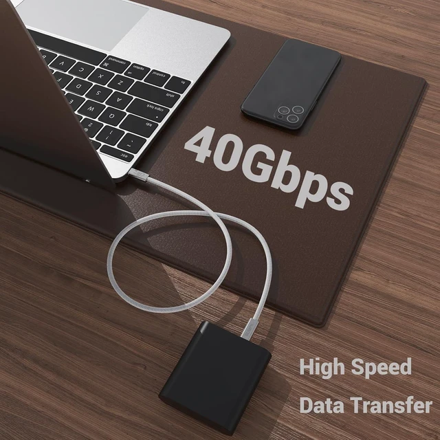 Alt view image 7 of 8 - 2FT USB 4 Cable 240W Short C Cable Fast Charging 40Gbps High Speed Data Transfer 8K 60Hz Single and Dual 4K 60Hz Video Output Compatible with for iPhone 16/16 Pro/16 Plus/16 Pro Max