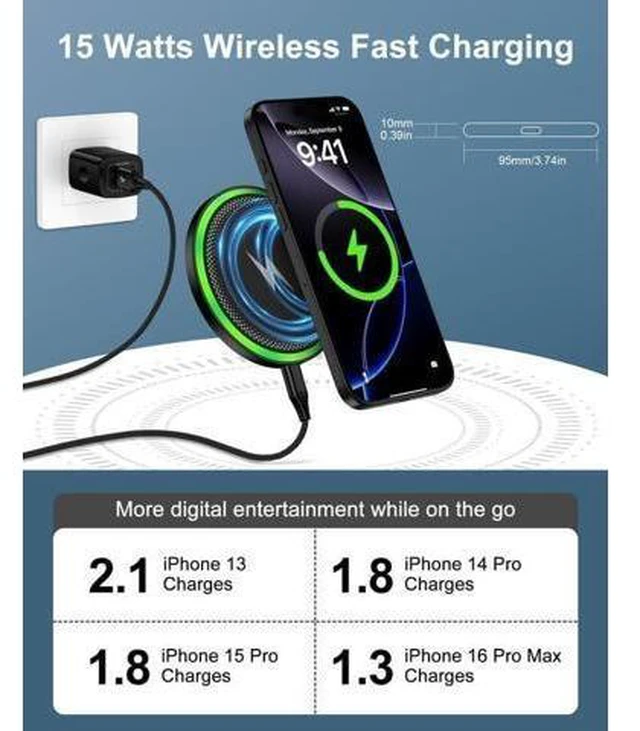 Alt view image 12 of 12 - Wireless Charger Galaxy Cargador Inalmbrico Para For Galaxy S25 Ultra S25+ S24 2 Pack 15w Fast Cordless Charging Pad For Google Pixel 10 Pro XL/9a/8 Qi-Enabled Android Phone Station