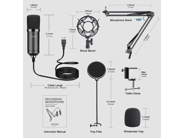 Alt view image 14 of 14 - USB Microphone Kit: Plug & Play USB Computer Mic Cardioid Podcast Condenser Microphone Kit, PC Streaming Mic are suitable for Youtube, Streaming, Recording Music, Live Streaming and Gaming
