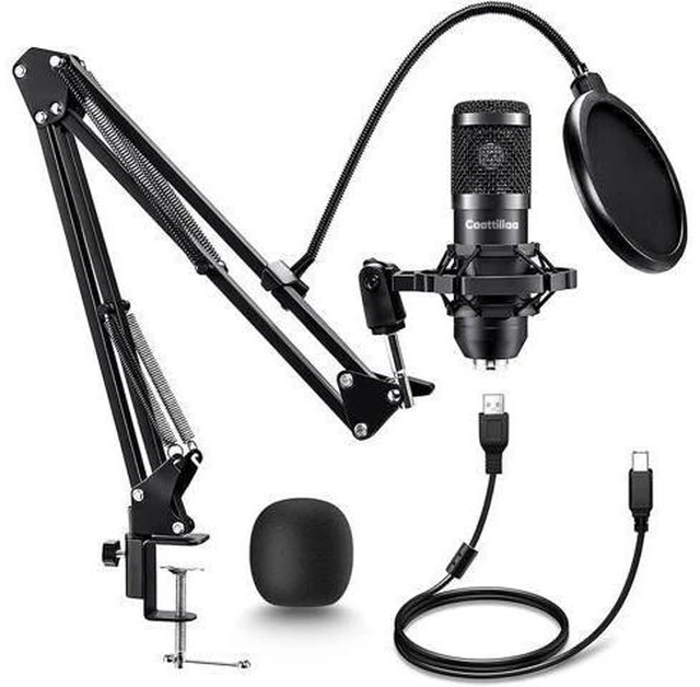 Alt view image 7 of 12 - Caattiilaa USB Microphone - PC Streaming Podcast Microphone, Recording Microphone, Gaming Microphone, 192KHZ/24Bit Condenser Mic, USB Mic Kit with Sound Chipset Boom