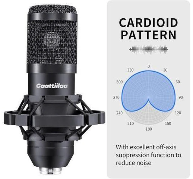 Alt view image 9 of 12 - Caattiilaa USB Microphone - PC Streaming Podcast Microphone, Recording Microphone, Gaming Microphone, 192KHZ/24Bit Condenser Mic, USB Mic Kit with Sound Chipset Boom