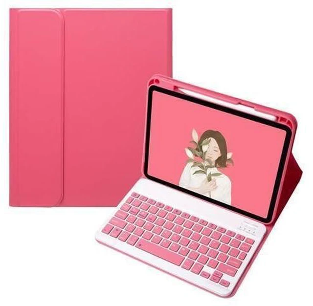 Alt view image 6 of 10 - KMXDD Keyboard Case Compatible with iPad Air 11 inch M2/ iPad Air 5th 4th 10.9" Generation Keyboard Case iPad Pro 11 1st/2nd/3rd/4th Generation Color Keyboard Case Removable,Begonia Red