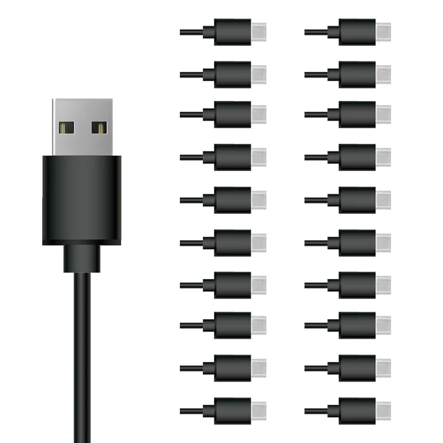 Alt view image 13 of 13 - USB C Cable 20 Pack 3FT USB 2.0 Cables Bulk Type C Charging Cords Black