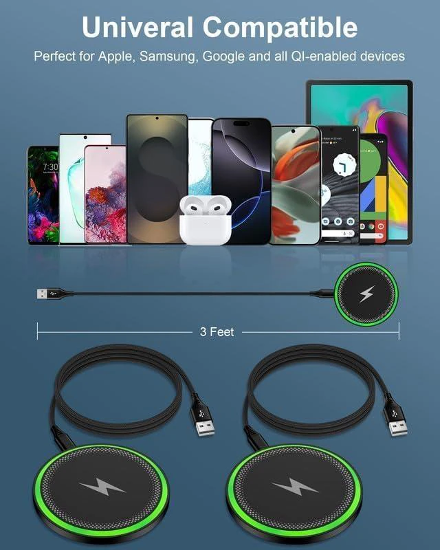Alt view image 14 of 14 - Wireless Charger Galaxy Cargador Inalmbrico Para For Galaxy S25 Ultra S25+ S24 2 Pack 15w Fast Cordless Charging Pad For Google Pixel 10 Pro XL/9a/8 Qi-Enabled Android Phone Station