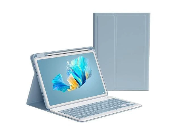 Alt view image 6 of 10 - KMXDD Keyboard Case Compatible with iPad 10th Generation 2022 10.9 inch Case with Keyboard Case with Keyboard Removable Bluetooth Wireless Keyboard Folio Case,Mist Blue