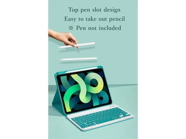 Alt view image 7 of 10 - KMXDD Keyboard Case Compatible with iPad 10th Generation 2022 10.9 inch Case with Keyboard Case with Keyboard Removable Bluetooth Wireless Keyboard Folio Case,Mist Blue