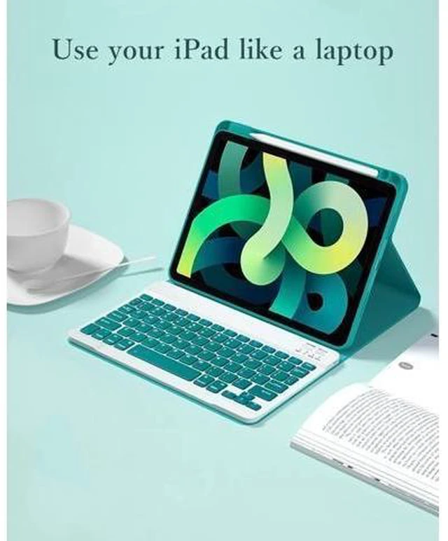 Alt view image 10 of 10 - KMXDD Keyboard Case Compatible with iPad 10th Generation 2022 10.9 inch Case with Keyboard Case with Keyboard Removable Bluetooth Wireless Keyboard Folio Case,Mist Blue