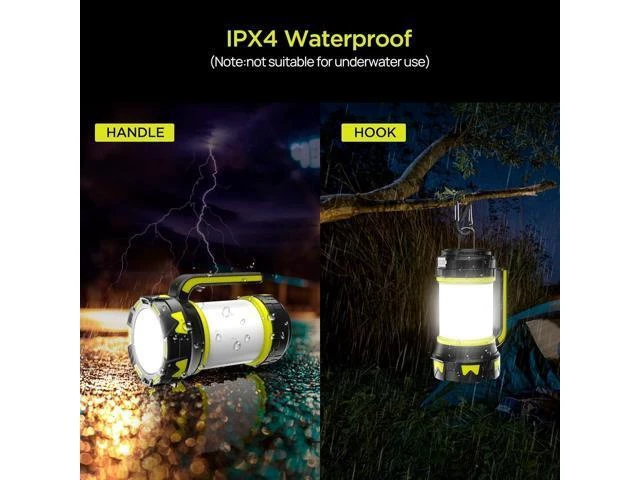 Alt view image 10 of 12 - Rechargeable Flashlights Camping Lantern,6 Modes LED Bright Flashlight 3000mAh Power Bank, IPX4 Waterproof, Emergency Flashlight Lantern for Outdoor Hurricane, USB Cable Included-1 Flashlight