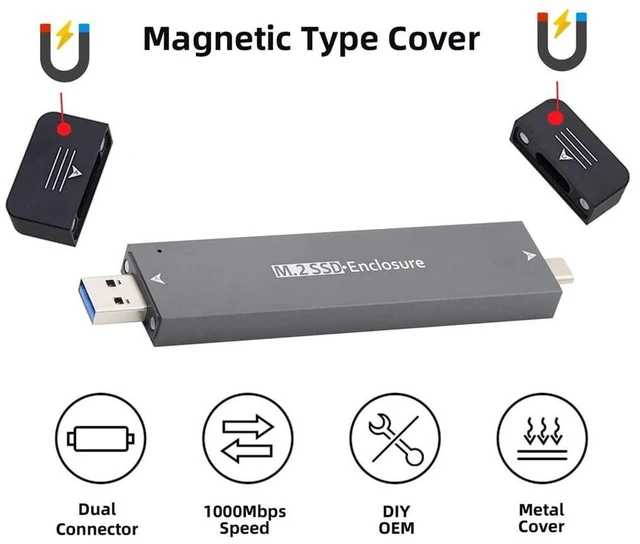Alt view image 13 of 14 - Type-C & USB3.0 to NVME M-Key M.2 NGFF SATA SSD PCBA Case 2280/2242/2230mm Adapter RTL9210B Chipset