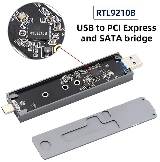 Alt view image 12 of 14 - Type-C & USB3.0 to NVME M-Key M.2 NGFF SATA SSD PCBA Case 2280/2242/2230mm Adapter RTL9210B Chipset