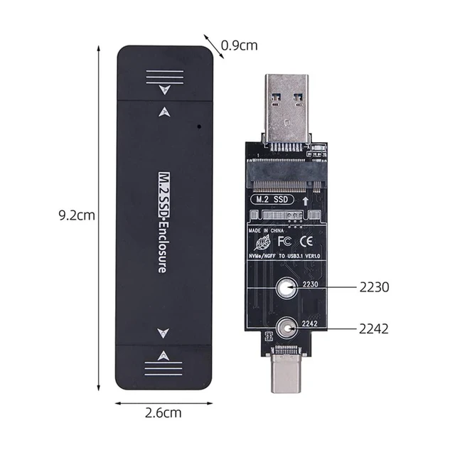 Alt view image 9 of 14 - Type-C & USB3.0 to NVME M-Key M.2 NGFF SATA SSD PCBA Case 2230/2242mm Adapter RTL9210B Chipset