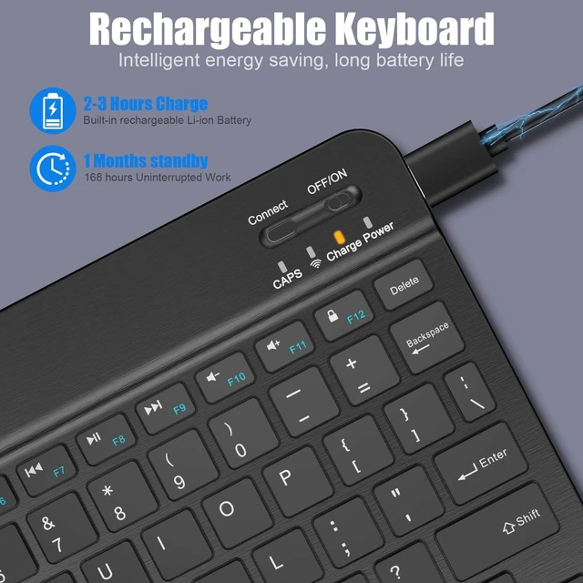 Alt view image 9 of 14 - Bluetooth Keyboard for iPad A16 11th 10th Generation, iPad Pro 13/12/11/10/9/8/7 inch, iPad Air 13/11th Gen, iPad mini Tablets, etc. - Slim Wireless Portable Travel Office Computer Accessories