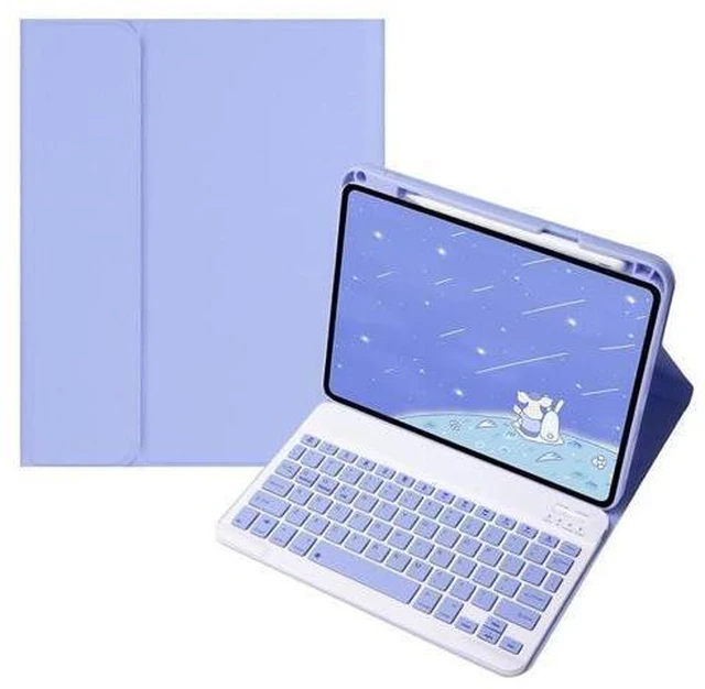 Alt view image 6 of 10 - KMXDD Keyboard Case Compatible with iPad 10th Generation 2022 10.9 inch Case with Keyboard Case with Keyboard Removable Bluetooth Wireless Keyboard Folio Case,Purple