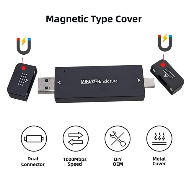Alt view image 13 of 14 - Type-C & USB3.0 to NVME M-Key M.2 NGFF SATA SSD PCBA Case 2230/2242mm Adapter RTL9210B Chipset