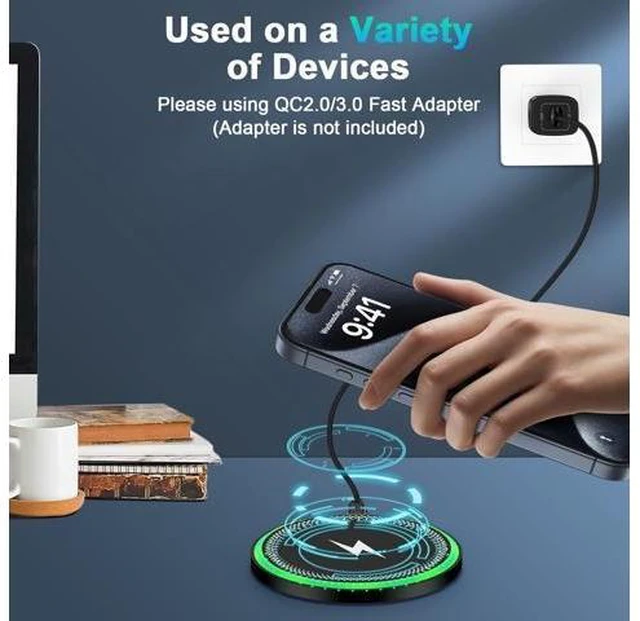 Alt view image 14 of 14 - S25 Wireless Android Charger Fast Charging Pad for Galaxy S25 Ultra/S24 Plus/FE/S23/S22/S21 2Pack 15W Fast Wireless Phone Charger Station for Motorola Edge 2024/G Stylus 5G/Razr 2024