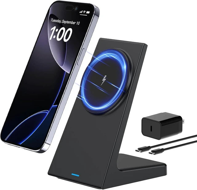 Alt view image 8 of 14 - for MagSafe Charger Stand 20W Fast Magnetic Wireless Charging Station with 25W PD AdapterStickable Desk Wireless Charger for iPhone 17/16/15/14/13/12 Pro/Pro Max Series