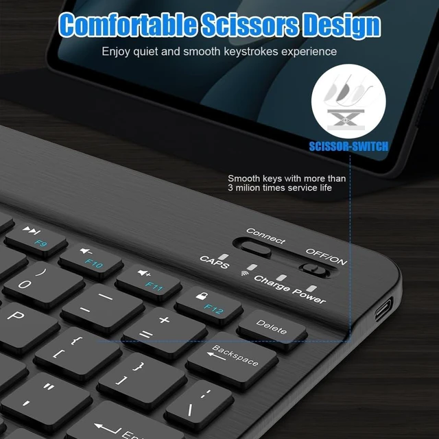 Alt view image 13 of 14 - Bluetooth Keyboard for iPad A16 11th 10th Generation, iPad Pro 13/12/11/10/9/8/7 inch, iPad Air 13/11th Gen, iPad mini Tablets, etc. - Slim Wireless Portable Travel Office Computer Accessories