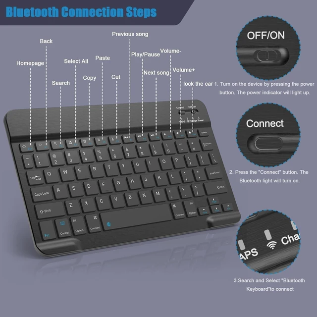 Alt view image 14 of 14 - Bluetooth Keyboard for iPad A16 11th 10th Generation, iPad Pro 13/12/11/10/9/8/7 inch, iPad Air 13/11th Gen, iPad mini Tablets, etc. - Slim Wireless Portable Travel Office Computer Accessories