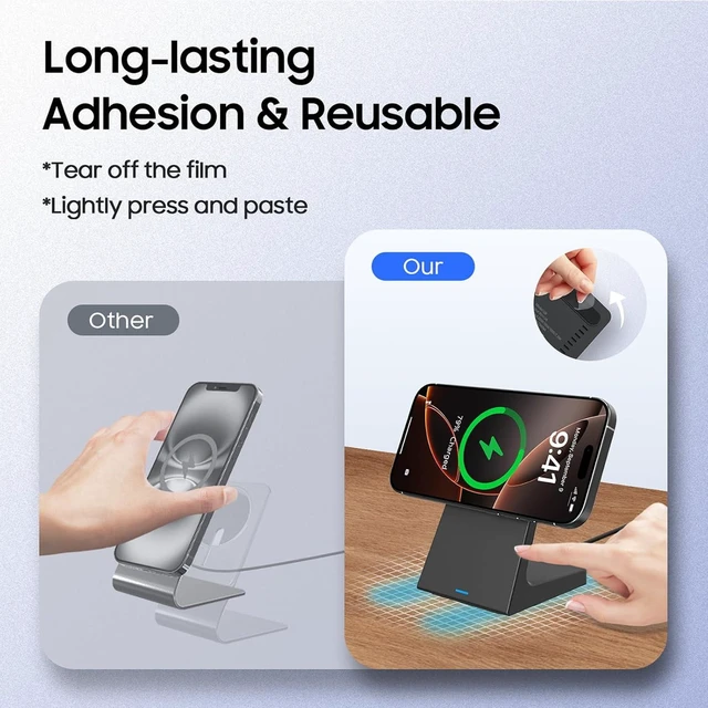 Alt view image 12 of 14 - for MagSafe Charger Stand 20W Fast Magnetic Wireless Charging Station with 25W PD AdapterStickable Desk Wireless Charger for iPhone 17/16/15/14/13/12 Pro/Pro Max Series