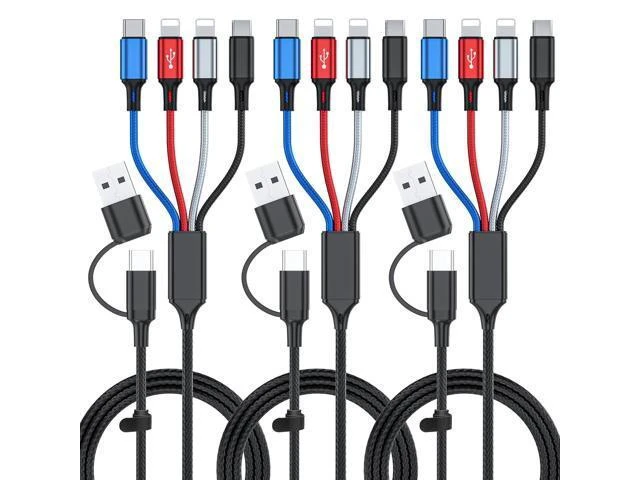 Alt view image 8 of 14 - 6 in 1 Multi Charging Cable 3Pack-6FT Multi USB Cable 3A Multi Charger Cable Braided Multiple Phone Charger Cable Universal USB A/C Charging Cord with 2*IP/Type C/Micro USB Port for Cell Phone/Tablets