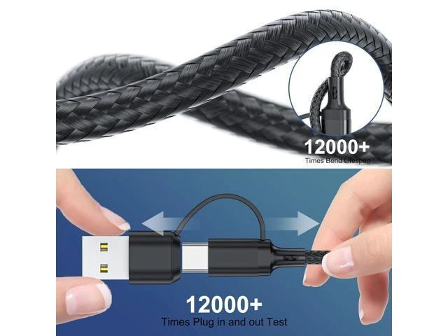 Alt view image 13 of 14 - 6 in 1 Multi Charging Cable 3Pack-6FT Multi USB Cable 3A Multi Charger Cable Braided Multiple Phone Charger Cable Universal USB A/C Charging Cord with 2*IP/Type C/Micro USB Port for Cell Phone/Tablets