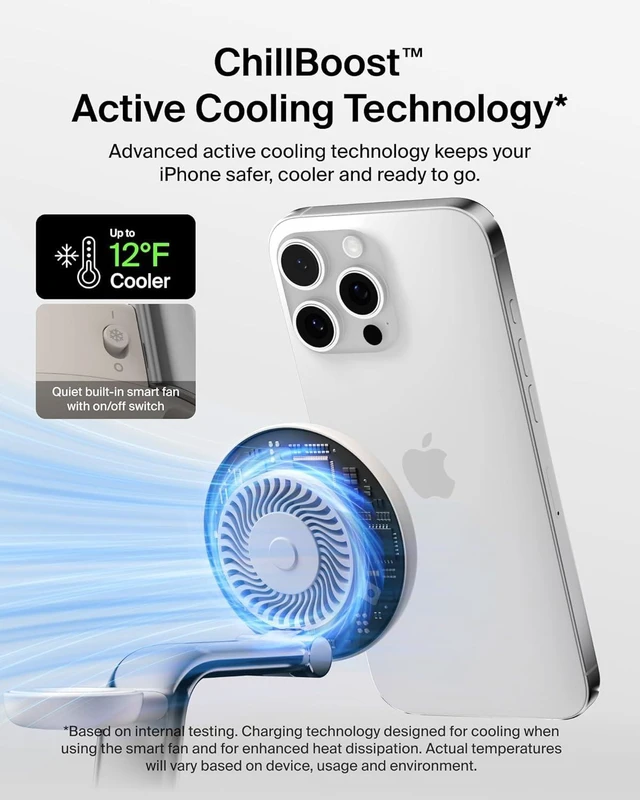Alt view image 10 of 14 - MagSafe Charger Compatible 3-in-1 Charging Station Qi2.2 25W w/Cooling Fan (On/Off Control) Magnetic Wireless Charger for iPhone 17 Watch AirPods Pixel 10 (45W Adapter Included)