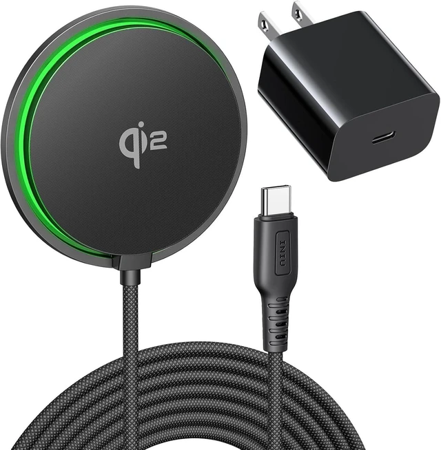 Alt view image 8 of 14 - Magnetic Wireless Charger Qi2 Certified 15W Fast Mag-Safe Wireless Charging Pad with Cooling Fan Only for iPhone 17 16 15 14 13 12 Series AirPods and More (Adapter Included)