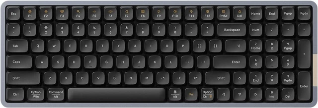 Alt view image 8 of 14 - Flow Low Profile Mechanical Keyboard, 100 Keys Rechargeable Wireless Keyboards with Bluetooth and Wired Connection for Windows, Mac OS/Black Phantom Tactile Switches
