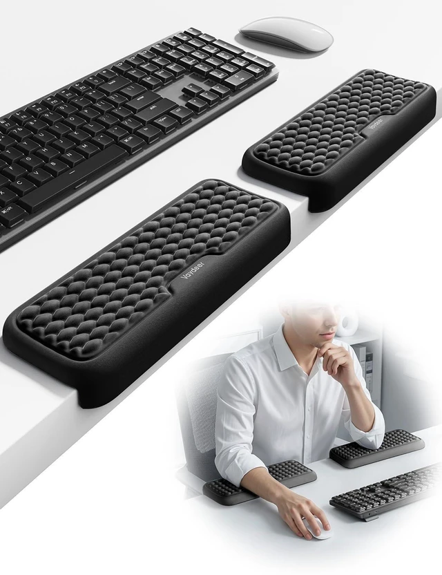 Alt view image 8 of 14 - 2Pcs Elbow Rest Pad, L-Shaped Arm Rest Elbow Pad, Desk Edge Cushion, Ergonomic Memory Foam Wrist Rest Support Keyboard Mouse Padding for Palm Hand Office Computer Home Gaming Accessories-Black