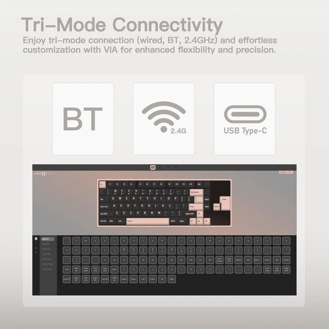 Alt view image 10 of 10 - KEEBMONKEY WOBKEY Rainy 75 CNC Aluminum HMX/JWK/Cocoa Switches Triple-Mode Connectivity Mechanical Keyboard with Superior Acoustics, RGB/FR4/Silver SUS304/7000mAh/Cocoa Switch (Pro - Luna)