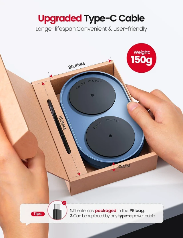 Alt view image 14 of 14 - Dual Turntable Mouse Mover, Turbo 3 Mouse Jiggler with Adjustable Intervals, ON/Off Switch, Undetectable & Noiseless Mouse Shaker Simulate Realistic Mouse Movement for Secure Computer Activity