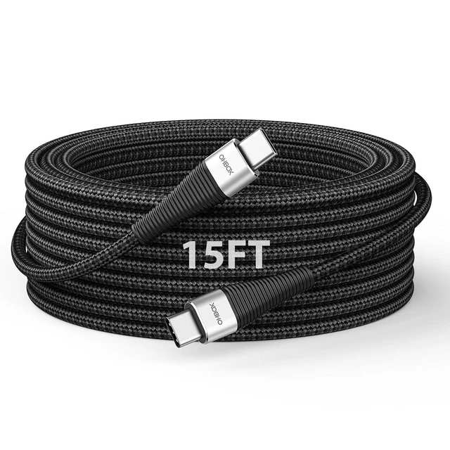 Alt view image 8 of 14 - Extra Long USB C to USB C Cable 15FT 100W USB C Charger Cable Fast Charging Cord Braided Type C Cable for iPhone 17 16 15/15Plus/15Pro/Max MacBook Pro/Air iPad Pro/Air/Mini Pixel Laptop