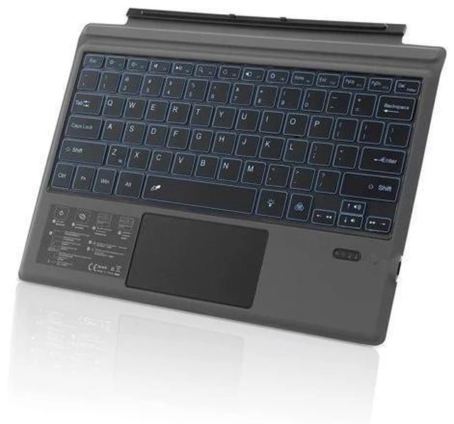 Alt view image 6 of 10 - Wireless Bluetooth Keyboard with Touchpad for Microsoft Surface Pro 3/4/5/6/7, Portable Replacement Keyboard Type Cover with 7 Color LED Backlit, Built-in 550mAh Lithium Battery