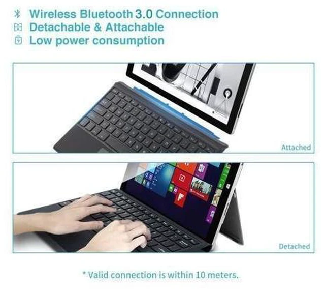 Alt view image 9 of 10 - Wireless Bluetooth Keyboard with Touchpad for Microsoft Surface Pro 3/4/5/6/7, Portable Replacement Keyboard Type Cover with 7 Color LED Backlit, Built-in 550mAh Lithium Battery