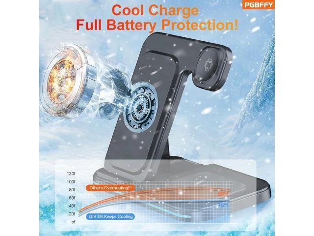 Alt view image 13 of 14 - 3 in 1 Charging Station Wireless Charger lPhone Foldable Charging Stand for Multiple Devices with Quick Charger for lPhone 16/15/14/13 Pro Max Watch AriPods Pro 2