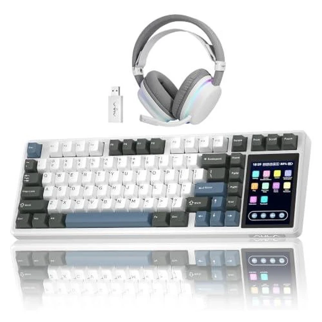 Alt view image 8 of 14 - Aula Wireless Keyboard and Headset Combo, Aula L99 Wireless Keyboard G7 Wireless Headset