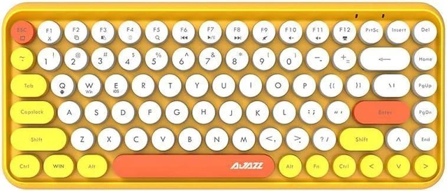 Alt view image 4 of 6 - 84 Key Retro Bluetooth Keyboard with Cute Round Keycap | Portable Typewriter Style Wireless Keyboard for Children PC, Computer, Laptop, iPad, Android (Colorful-Yellow)