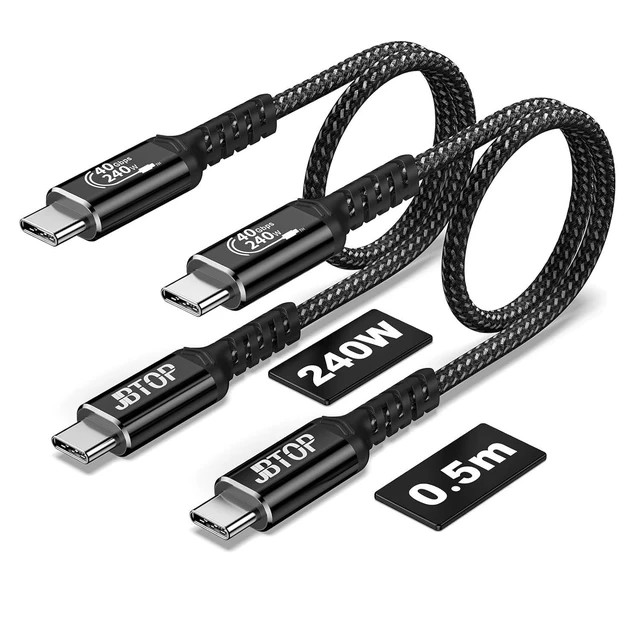 Alt view image 11 of 12 - USB 4 Data Cable(1.5FT 2packs) 40Gbps Data Transfer 8K Video and USB C to USB C 240W Charging Compatible with iPhone 15/Pro/Plus/Pro Max Galaxy Thunderbolt 4/3 Cable and USB-C