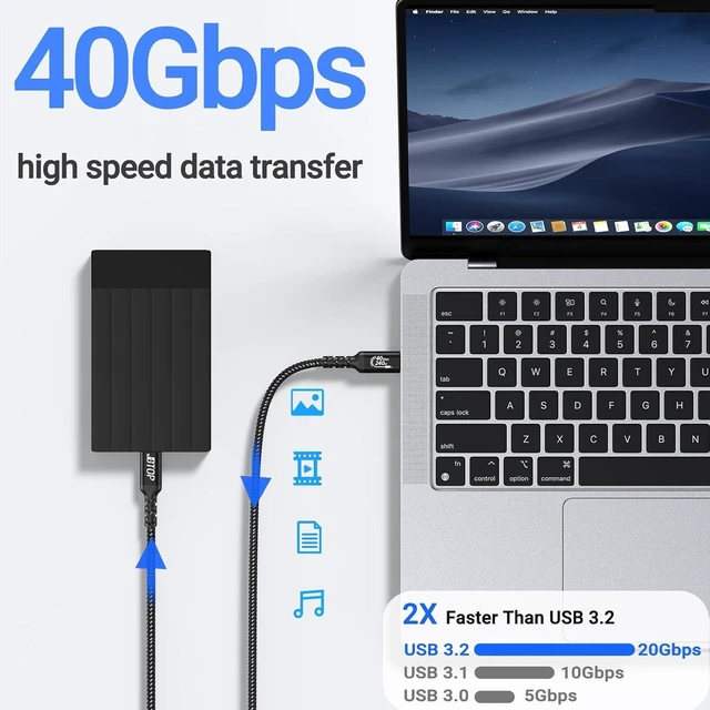 Alt view image 12 of 12 - USB 4 Data Cable(1.5FT 2packs) 40Gbps Data Transfer 8K Video and USB C to USB C 240W Charging Compatible with iPhone 15/Pro/Plus/Pro Max Galaxy Thunderbolt 4/3 Cable and USB-C