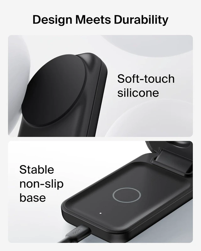 Alt view image 11 of 14 - MagSafe Charger Compatible 3-in-1 Charging Station Qi2.2 25W Magnetic Wireless Charger Dock Foldable Charging Stand for iPhone 17/16/15 Watch AirPods Pixel 10 (45W Adapter Included)