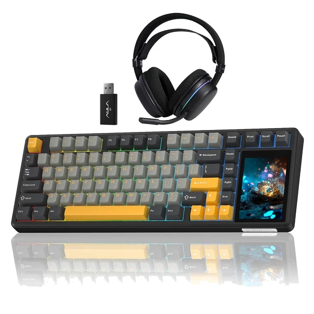 Alt view image 8 of 14 - Aula Wireless Keyboard and Headset Combo, Aula L99 Wireless Keyboard G7 Wireless Headset