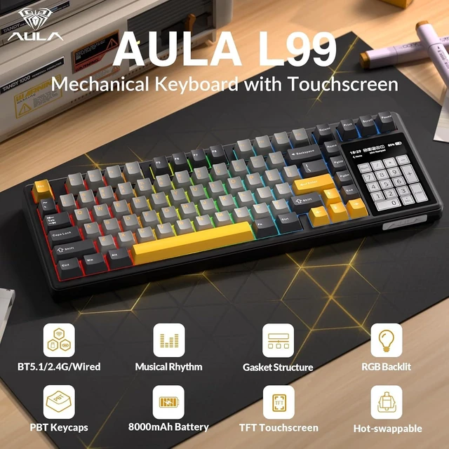 Alt view image 10 of 14 - Aula Wireless Keyboard and Headset Combo, Aula L99 Wireless Keyboard G7 Wireless Headset