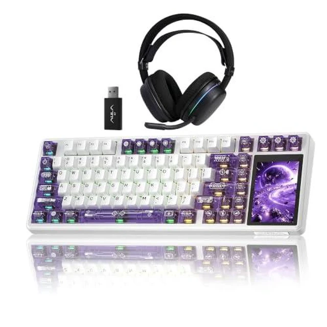 Alt view image 8 of 14 - Aula Wireless Keyboard and Headset Combo, Aula L99 Wireless Keyboard G7 Wireless Headset