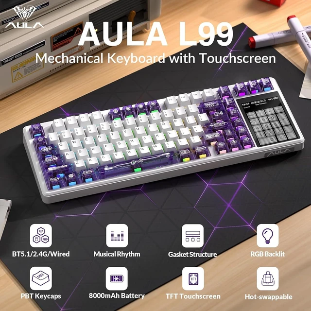 Alt view image 10 of 14 - Aula Wireless Keyboard and Headset Combo, Aula L99 Wireless Keyboard G7 Wireless Headset