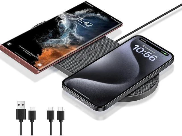 Alt view image 7 of 12 - 40W Wireless Charging Pad Dual 20W Fast Wireless Charging Mat for iPhone 16 15 14 13 12 11/Pro/Pro Max/SE/X/XS Airpods 4/3/Pro 15W Wireless Charger Station for Galaxy/Note/Bud+