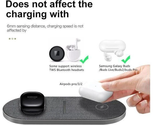 Alt view image 11 of 12 - 40W Wireless Charging Pad Dual 20W Fast Wireless Charging Mat for iPhone 16 15 14 13 12 11/Pro/Pro Max/SE/X/XS Airpods 4/3/Pro 15W Wireless Charger Station for Galaxy/Note/Bud+
