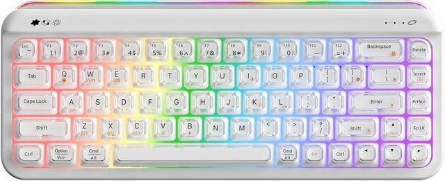 Alt view image 7 of 12 - AF68 Wireless Membrane Keyboard, 68% Layout 68-Key Gaming Keyboard, 2.4 GHz/Type-C/BT, RGB Lighting Effects with Integrated Side Light Bar, 4000mAh Battery, Translucent Keycaps
