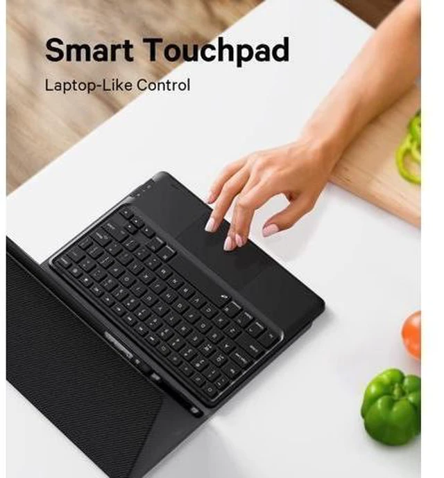 Alt view image 11 of 14 - For iPad 9.7 inch Case with Keyboard, iPad 6th Gen (2018), iPad 5th Gen (2017), iPad Air 2 (2014), 7 Color Backlit, Support 2 BT Devices, Touchpad Keyboard, Black